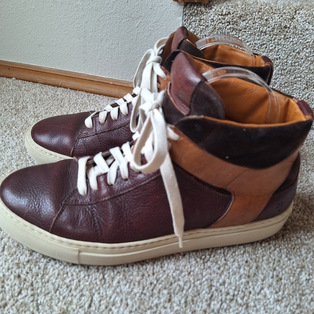 Frye Owen Mens Leather Two Tone Brown High Top Sneaker Size 8.5